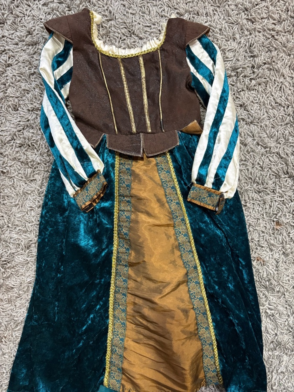 Girls' Teal and Gold Renaissance Princess Costume Dress Merida from Brave